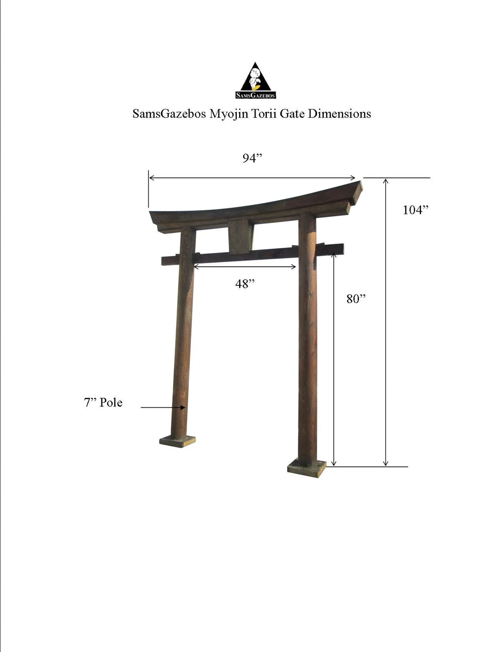 SamsGazebos Japanese Torii Gate Wooden Arbor, 106 Inch, Brown