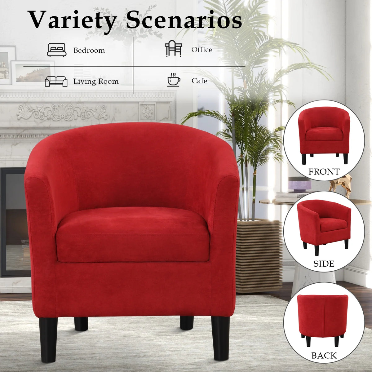 Bonzy Home Velvet Accent Chair with Ottoman for Living Room,Beige