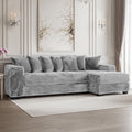 Advwin 110" Oversized L Shaped Sofa with Chaise, Comfy Plush 2-Piece L-Shaped Sectional Couches with 8 Pillows, Soft Fluffy Upholstered Sofa Bed for Living Room Apartment Bedroom, Light Gray