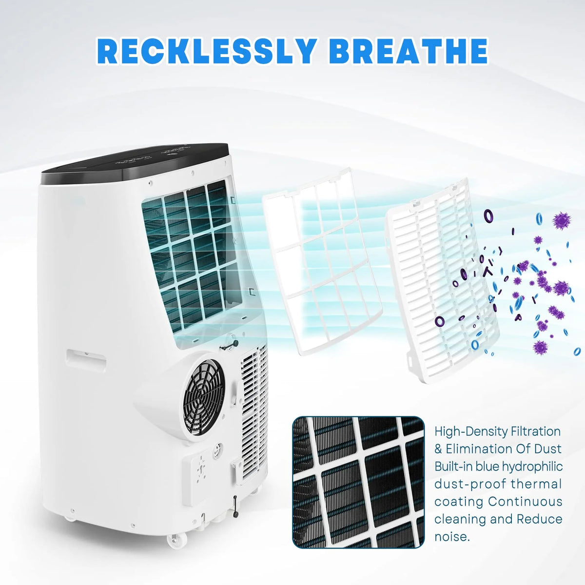 Danolapsi 14,000 BTU Portable Air Conditioners, 3-in-1 Free Standing Cooling AC Unit for Room up to 700 Sq. Ft, Compact AC Unit Air Cooler w/Fan & Dry Function, LED Display Air Conditioners with timer