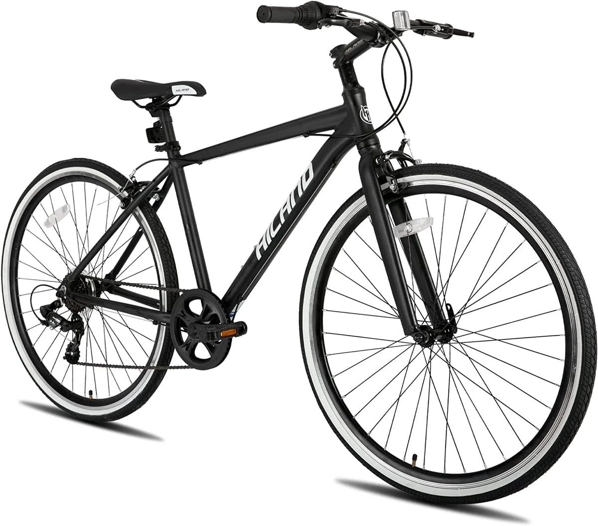 Hiland Hybrid Bike, Shimano Drivetrain 7 Speeds, 700C Wheels for Men Women Ladies Commuter Bike City Bike
