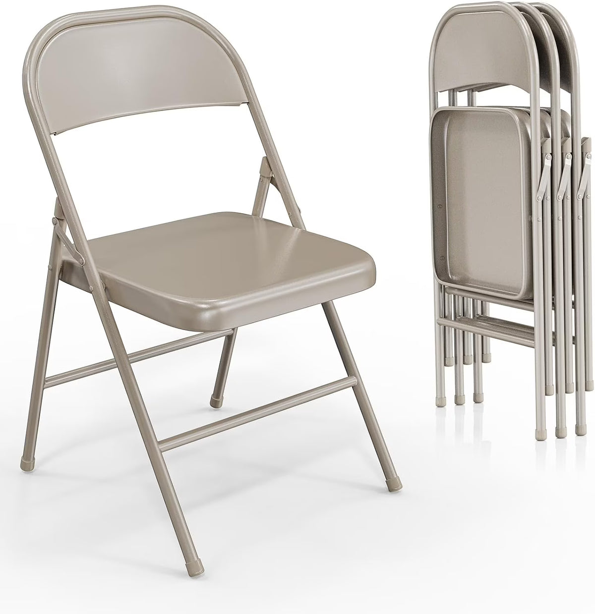 VINGLI Folding Chairs All Steel Metal Frame, Capacity 350 lbs, Durable Portable and Versatile for Indoor Outdoor Use, Black, Set of 8