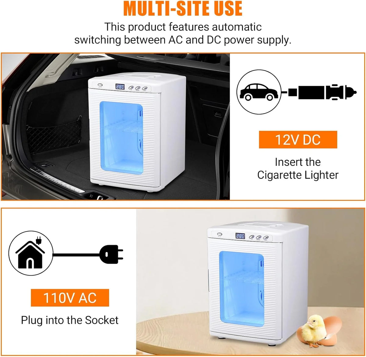 Garvee 25L Reptile Incubator for Hatching Eggs - Portable Scientific Laboratory Incubator, Temperature Controlled 10C-60C for Small Reptiles, Cooling and Heating Digital Incubator, 12V/110V Black