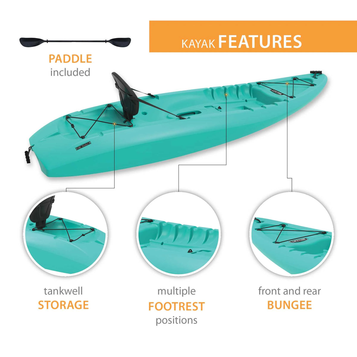 Lifetime Hydros 101 inch Sit-on-Top Kayak, Orange (90595)
