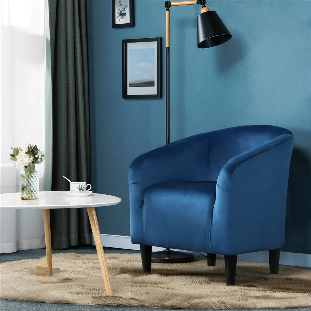 Alden Design Upholstered Barrel Accent Chair for Livingroom, Yellow Velvet