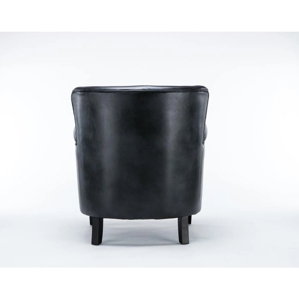 Comfort Pointe Holly Navy Blue Faux Leather Club Chair with Nail Head Trim