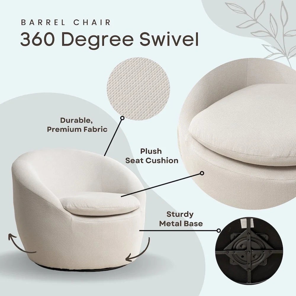 Roundhill Furniture Winnie Modern Barrel Chair, 360 Swivel