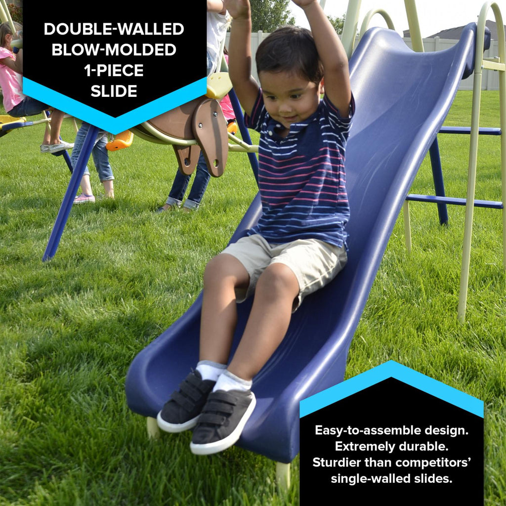 Sportspower Super 8 Metal Swing Set. Rocking Horse. Saucer Swing. Glide Ride. Two Swings and Slide