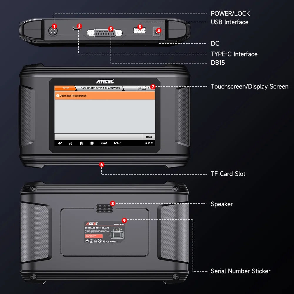 ANCEL DM500 Car OBD2 Scanner Mileage Adjustment Odometer Correction Oil Tool