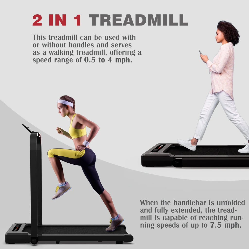 [TREADMILL CLEARANCE] FYC 2.5HP Folding Treadmill with Adjustable Height Desk & Incline - Compact Electric Treadmill Bluetooth Speaker for Running Walking Foldable Portable  (Silver)