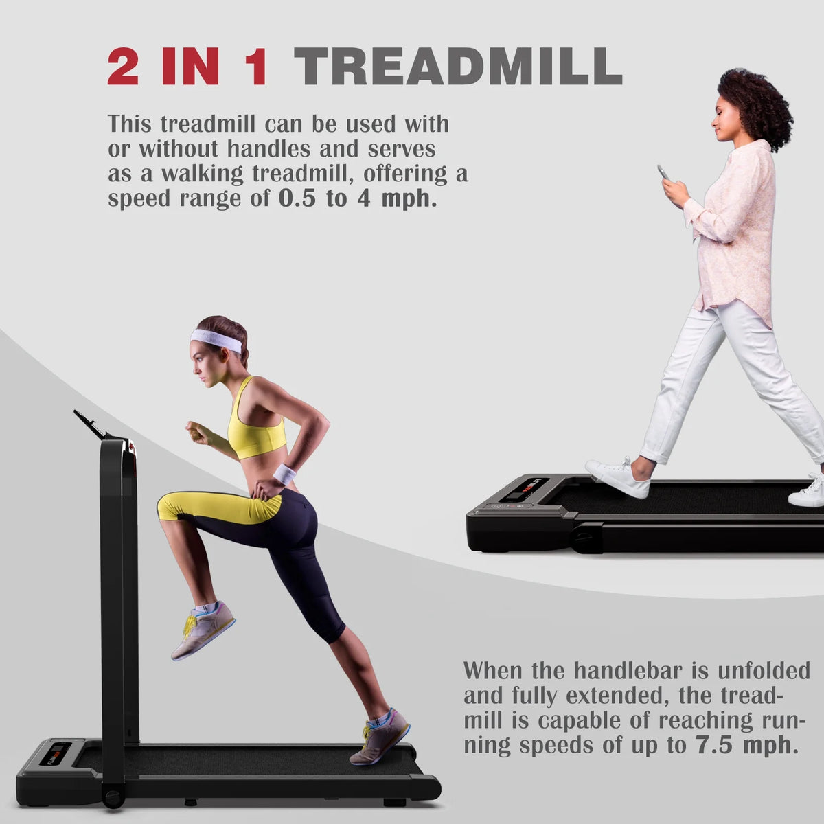 [TREADMILL CLEARANCE] FYC 2.5HP Folding Treadmill with Adjustable Height Desk & Incline - Compact Electric Treadmill Bluetooth Speaker for Running Walking Foldable Portable  (Silver)