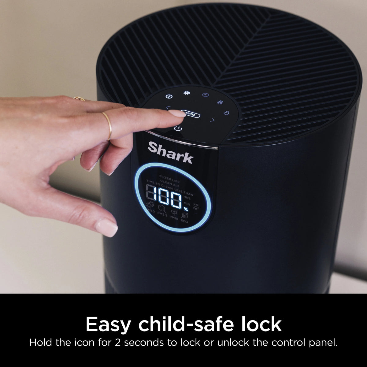 Shark Air Purifier with Nanoseal HEPA, Cleansense IQ, Odor Lock, Cleans up to 500 Sq. ft, Charcoal Grey, HP100