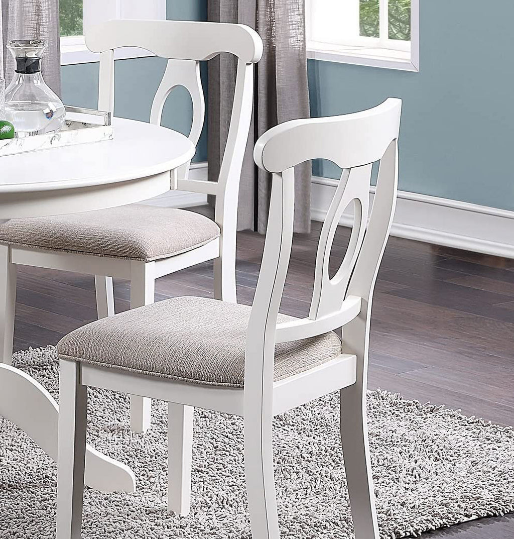 Sumdeal 5-Piece Farmhouse Dining Table Set, Wood Round Extendable Dining Table and 4 Upholstered Dining Chairs (Espresso-1Table 4 Chairs)