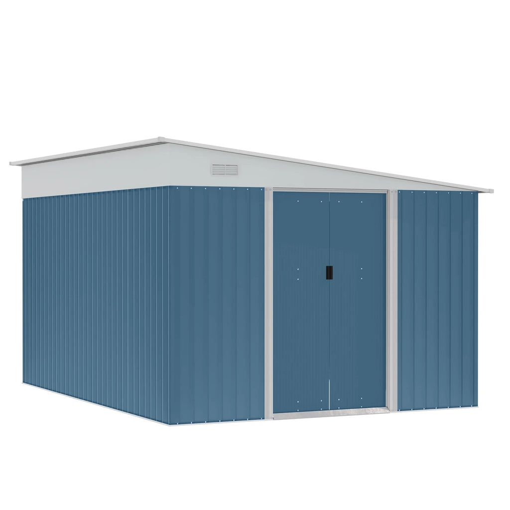 Outsunny Metal Outdoor Storage Shed with Lockable Doors, 3.3' x 3.4', Brown