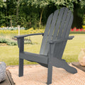 Costway Outdoor Adirondack Chair Accent Chair Solid Wood sturdy Patio Garden Deck Furniture Gray