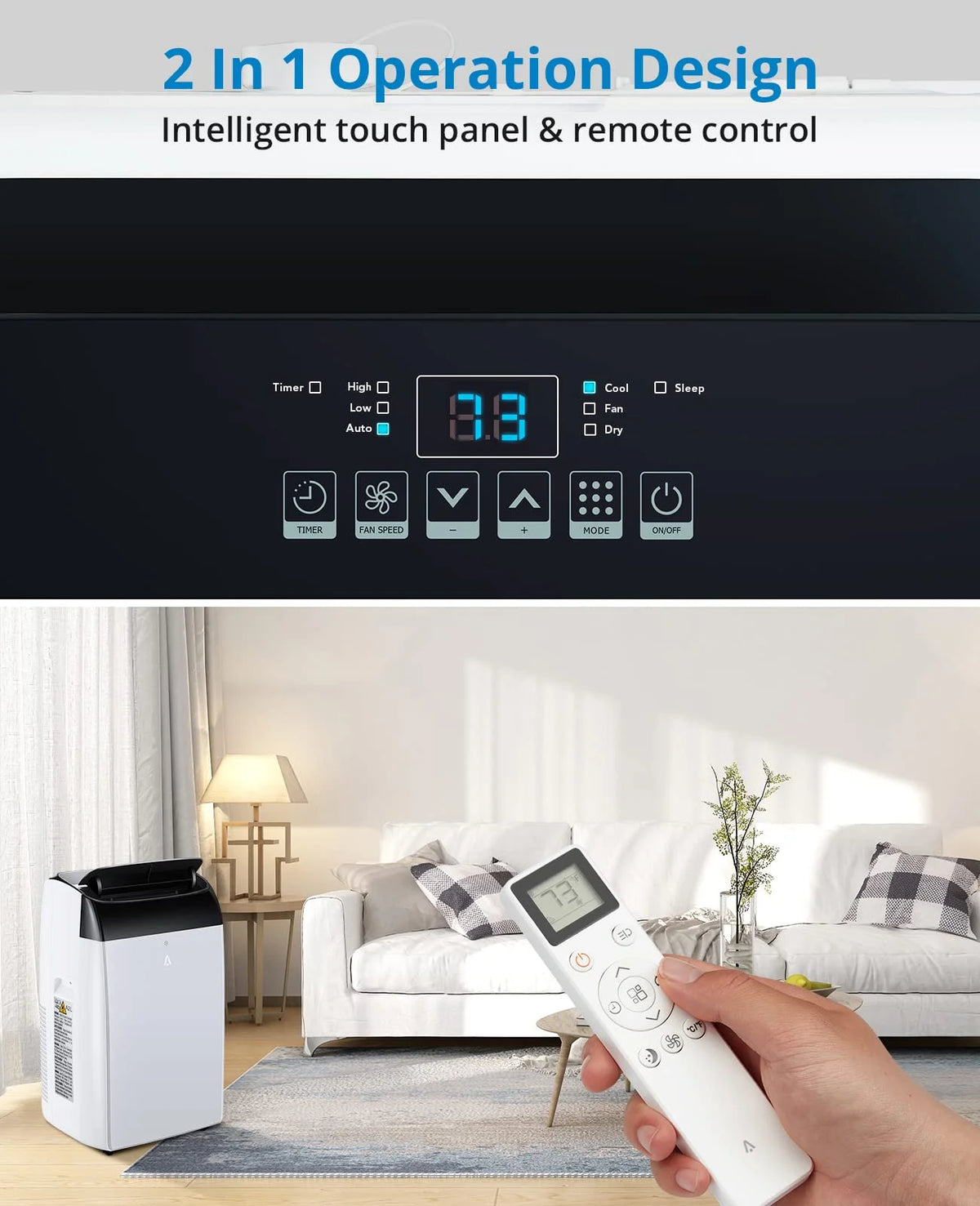 14000 BTU Portable Air Conditioner for Bedrooms up to 750 sq.ft,Standing AC Unit with Cooling,Dehumidifier & Fan Modes,Remote Control,24H Timer,Sleep Mode,Includes Installation Kit