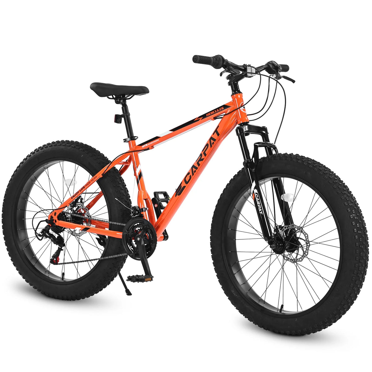 Ambifirner 26 inch City Bike Fat Tire Mountain Bike - Full Shimano 21 Speed - Dual Disc Brake - High-Carbon Steel Frame - Front Suspension for Gift