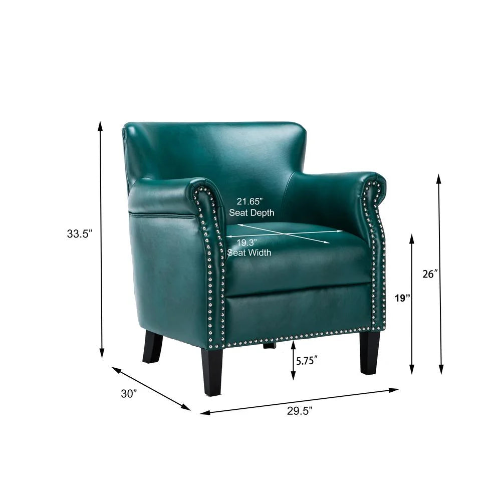Comfort Pointe Holly Navy Blue Faux Leather Club Chair with Nail Head Trim