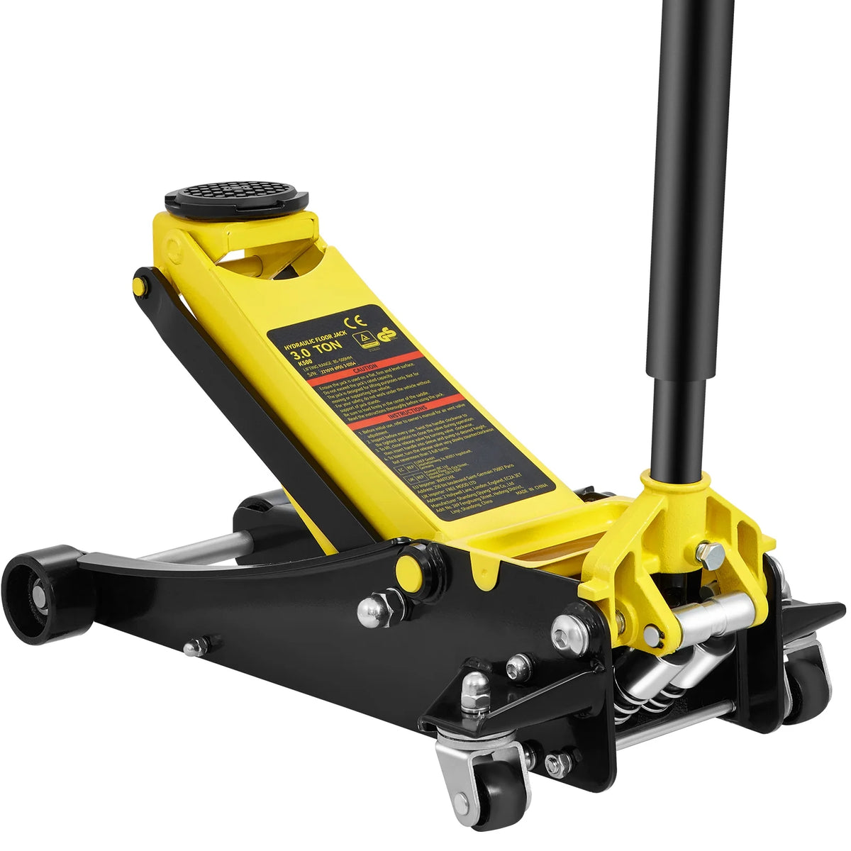 KFFKFF Low Profile Floor Jack, 3 Ton Capacity, Low-lying Steel Jack for Racing, Equipped with Efficient Dual Pistons for Rapid Elevation, Adjustable Height from 3.35 inches to 19.69 inches