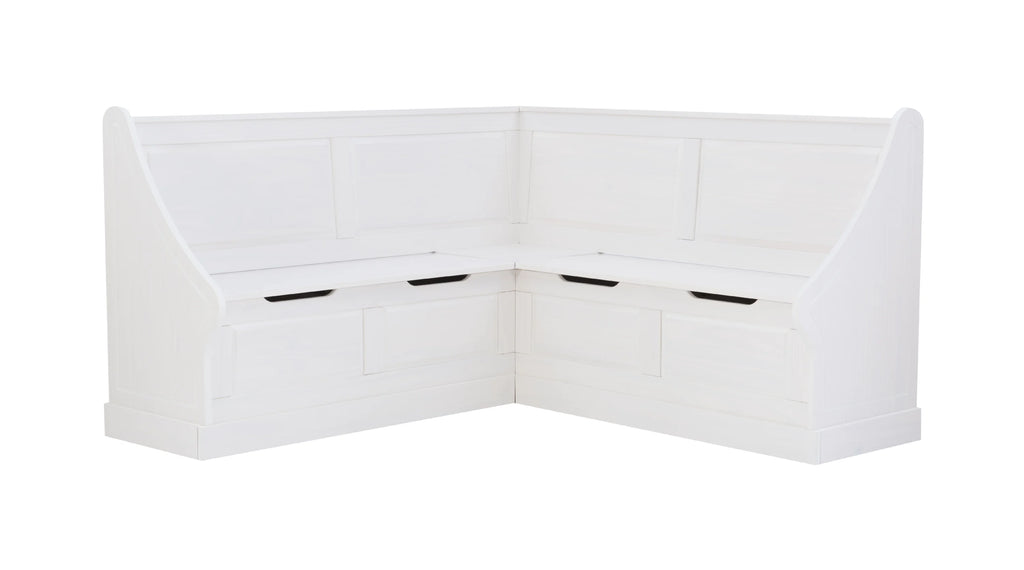 Linon Tobin Casual Wood Corner Dining Breakfast Nook Bench with Storage, White