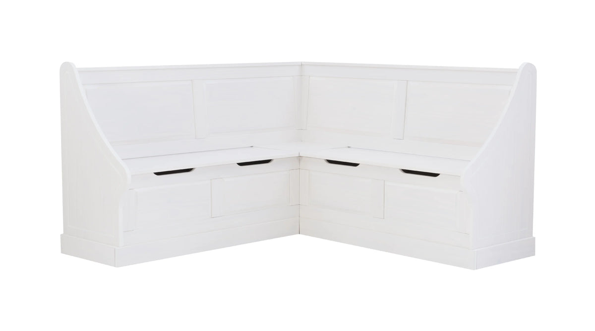 Linon Tobin Casual Wood Corner Dining Breakfast Nook Bench with Storage, White