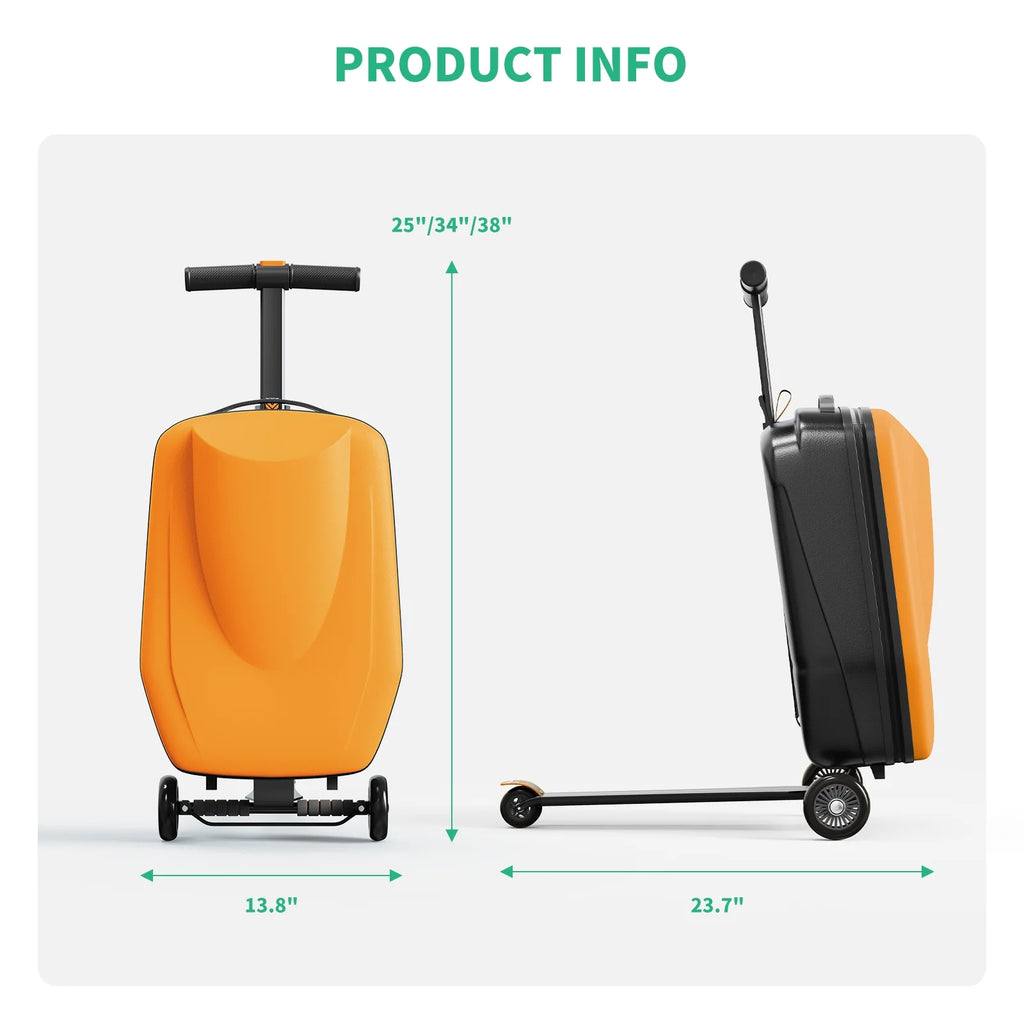 Muhub 2 in 1 Scooter Luggage for Kids and Adult,Foldable Ride on Luggage with Wheels,Light Blue