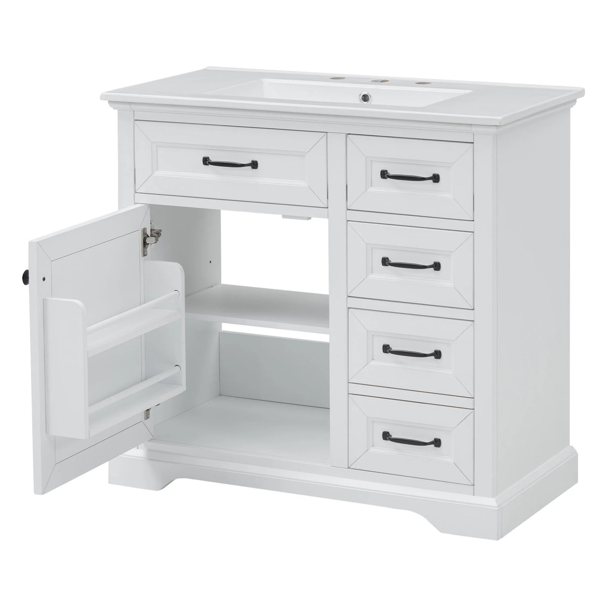 Christopher Knight Home 36" Bathroom Vanity with Sink, Tip-out Drawers, Soft-Close Doors, Grey