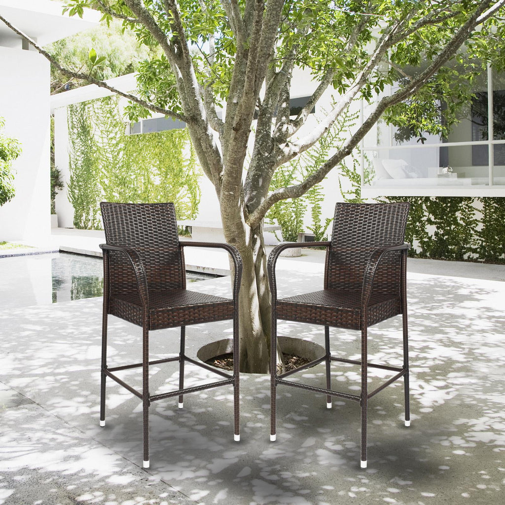UBesGoo Set of 2 Wicker Chairs, Rattan Furniture Dining Chairs for Kitchen, Living Room, Wicker Conversation Bistro Chairs for Outdoor and Indoor, Brown