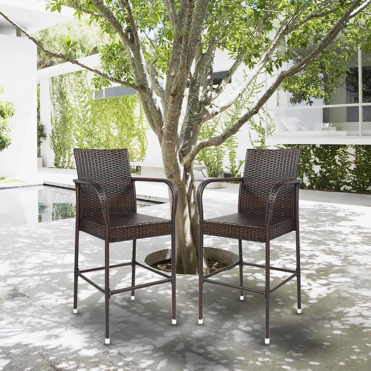 UBesGoo Set of 2 Wicker Chairs, Rattan Furniture Dining Chairs for Kitchen, Living Room, Wicker Conversation Bistro Chairs for Outdoor and Indoor, Brown
