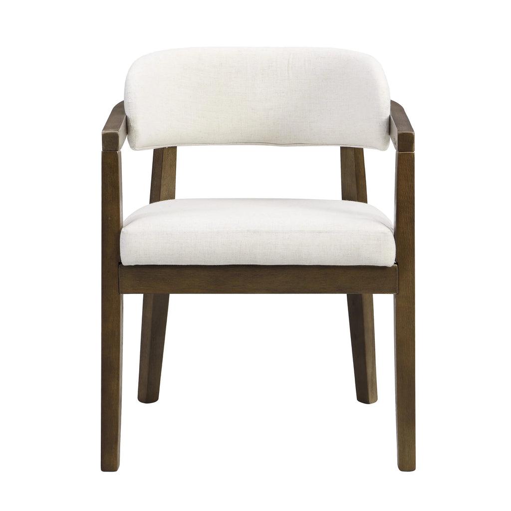Christopher Knight Home 7-Piece Dining Set with 95" Wood Table, Curved Back Upholstered Armchairs, Walnut & Beige