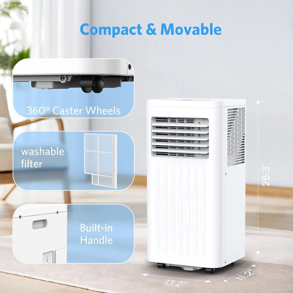 Portable Air Conditioners with cooling/dehumidification/fan/sleep mode,4-IN-1 Portable AC with 24H Timer & Remote Control & Window Kit,8000 BTU