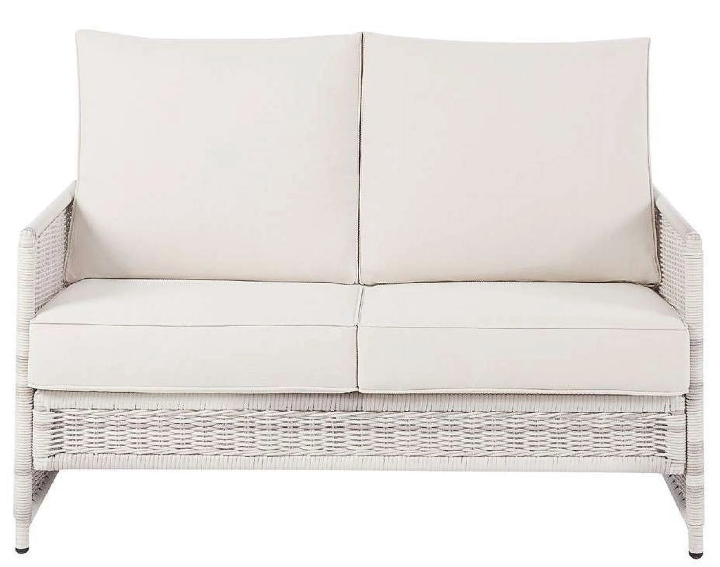 Better Homes & Gardens Paige 1 Piece Wicker Outdoor Loveseat with Cushions, White