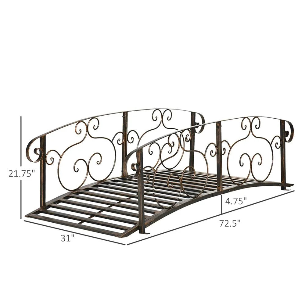 Resenkos Garden Bridge, Garden Ornament Bridge,Metal Arch Backyard Garden Bridge, Safety Siderails, Arc Footbridge, Bronze