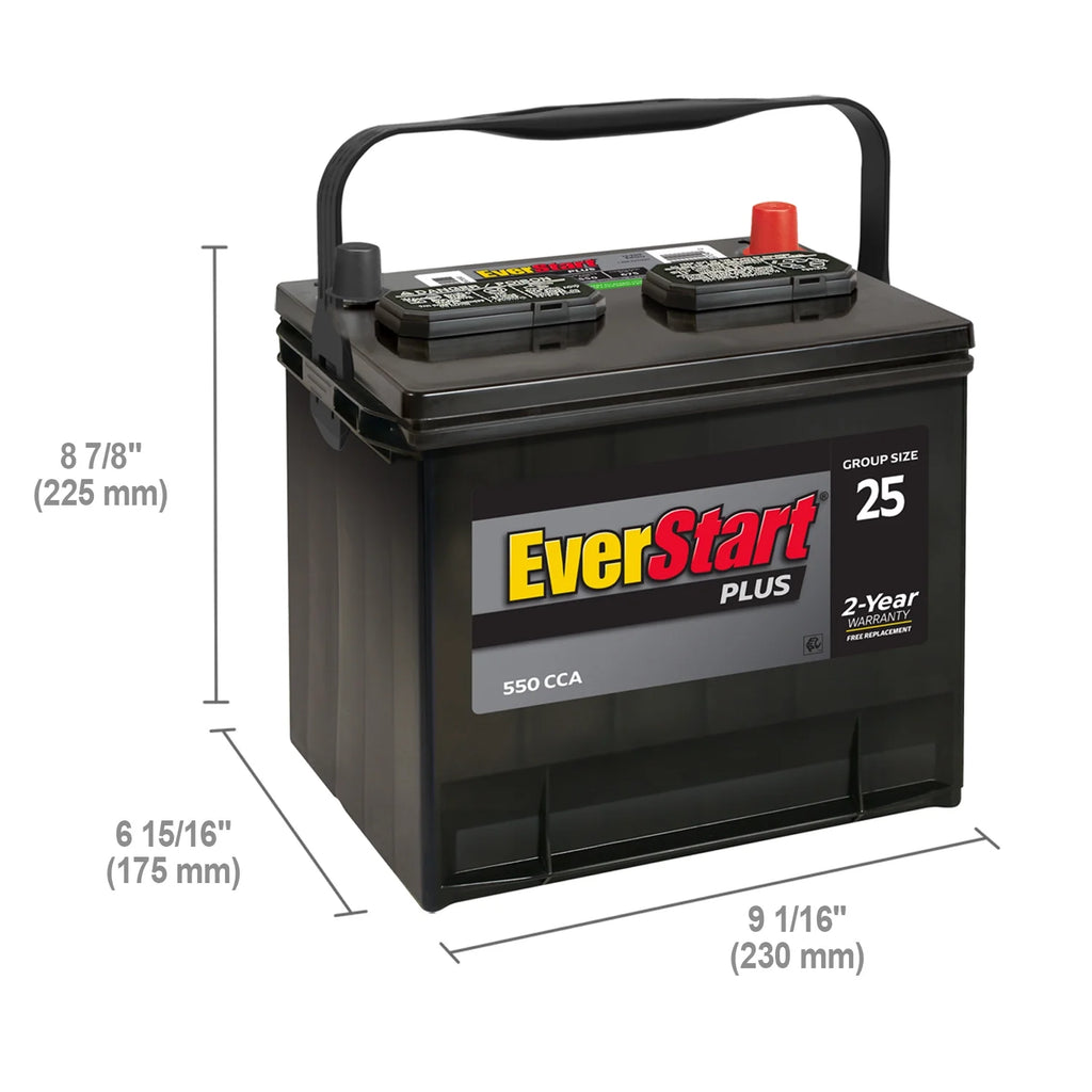 EverStart Plus Lead Acid Automotive Battery, Group Size 25 12 Volt, 550 CCA
