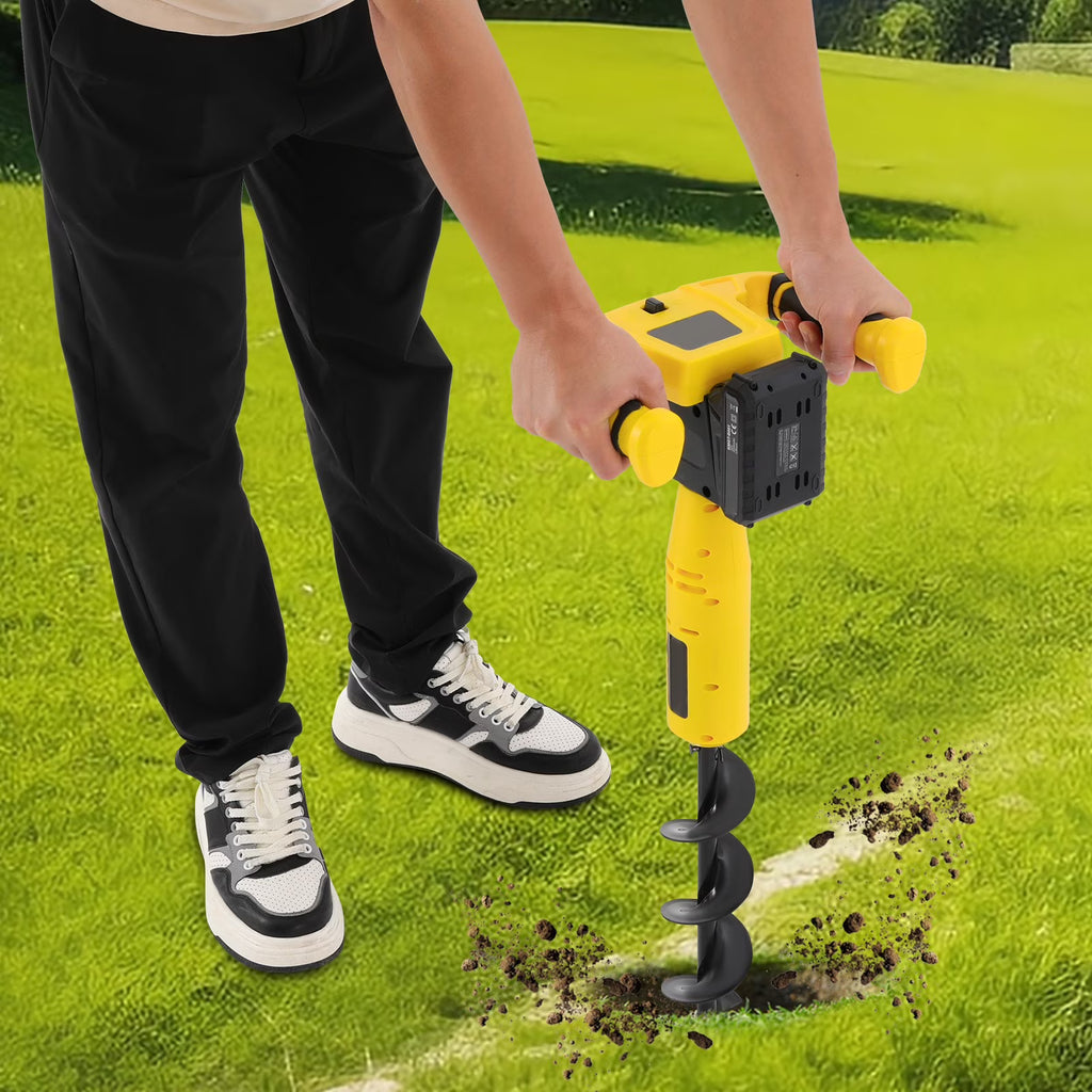 ToppiJoy 550rpm Cordless Electric Post Hole Digger Hole Digging Machine Electric Earth Auger for Post Hole Digging Drilling Tree Planting, with Battery and Charger