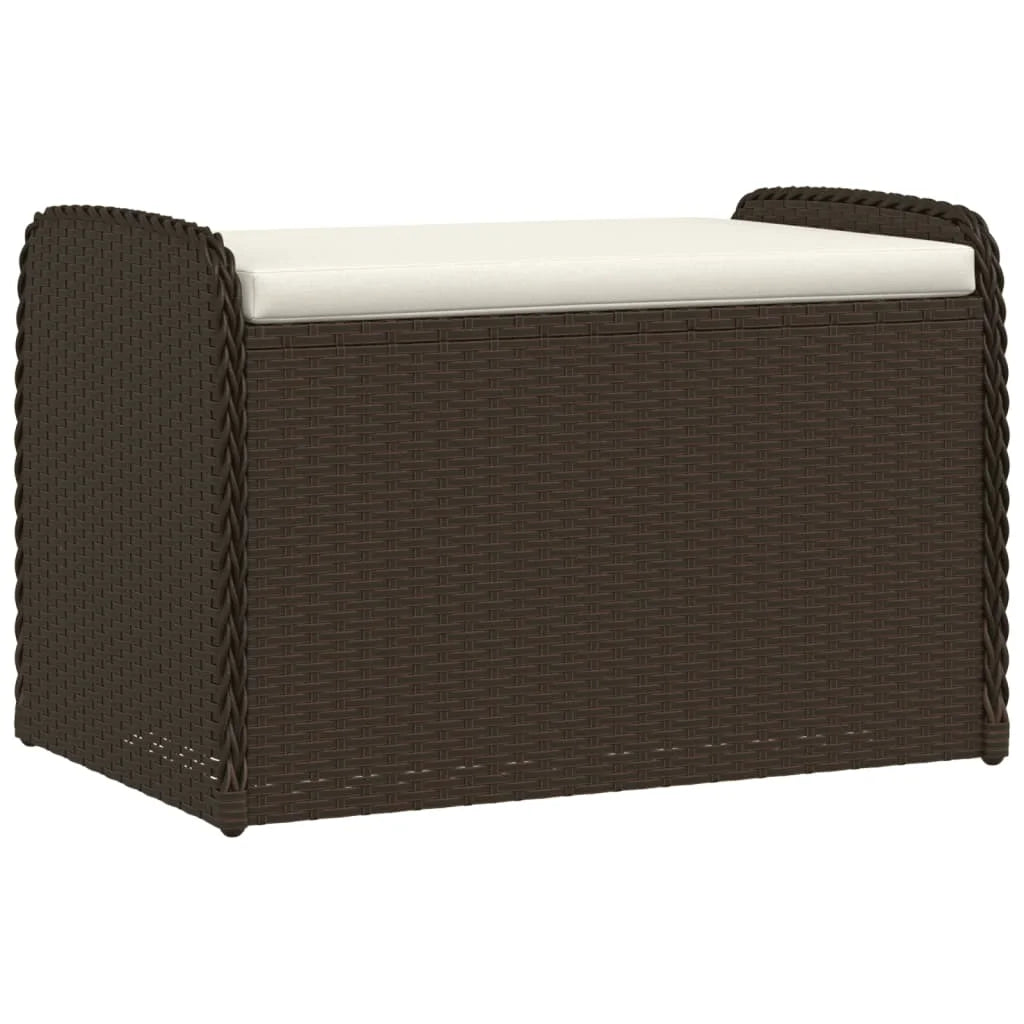vidaXL Storage Bench with Cushion Outdoor Garden Seat Furniture Poly Rattan