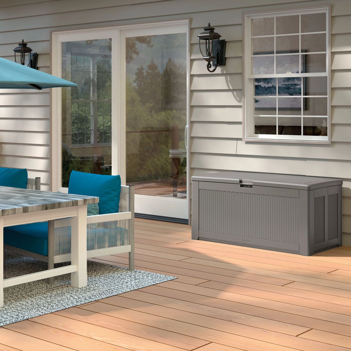 Rubbermaid Deck Box, Extra Large, 134 Gallon, Light Grey