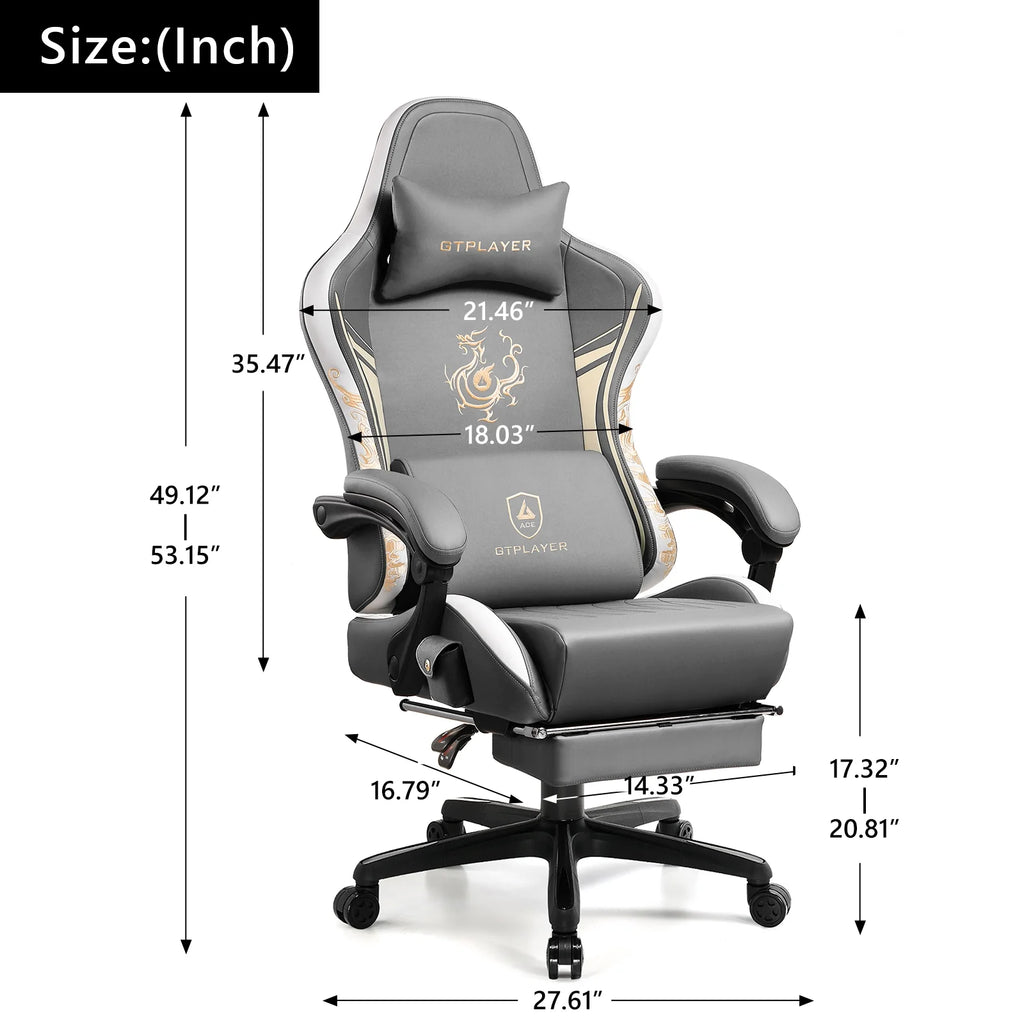 GTPLAYER Gaming Chair with Bluetooth Speakers and Footrest Office Desk Chair, Blue