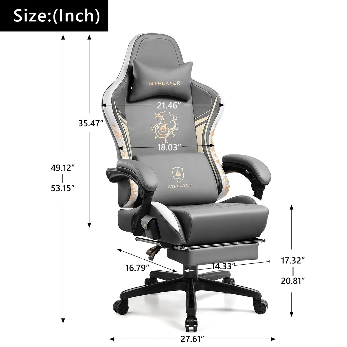 GTPLAYER Gaming Chair with Bluetooth Speakers and Footrest Office Desk Chair, Blue