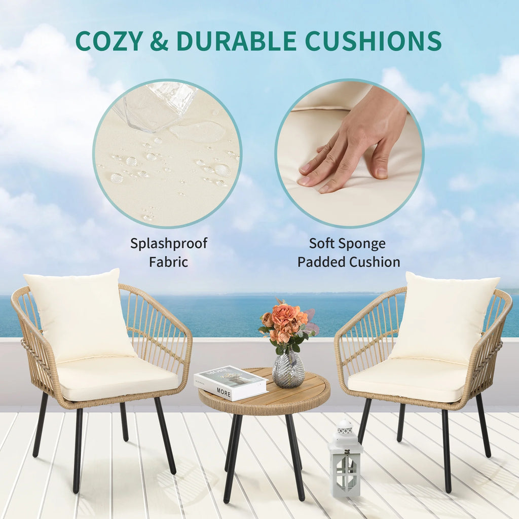 Dextrus 5 pieces Outdoor Dining Set, Patio Dining Sets with 4 Rattan Wicker Dining Chair and Round Table With Umbrella Hole, Sectional Conversation Set for Backyard, Balcony, Garden, Lawn