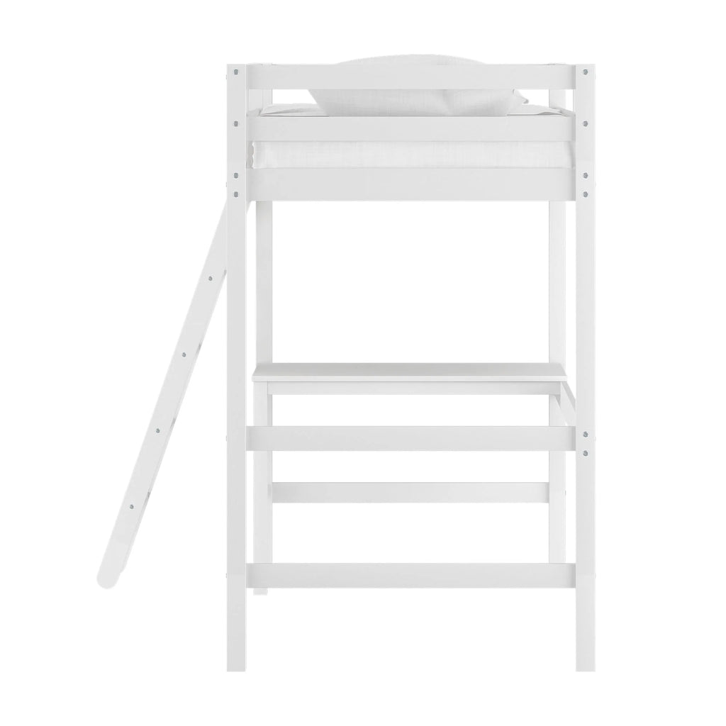 Hillsdale Campbell Wood Twin Loft Bunk Bed with Desk, White