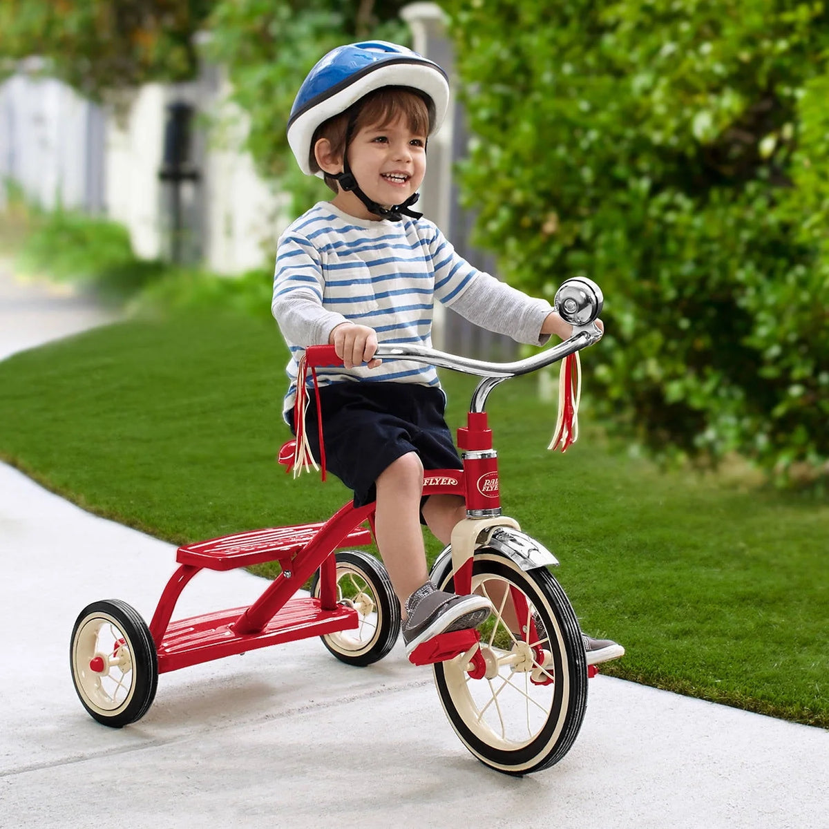 Radio Flyer, Classic Red Dual Deck Tricycle, 12" Front Wheel, Red