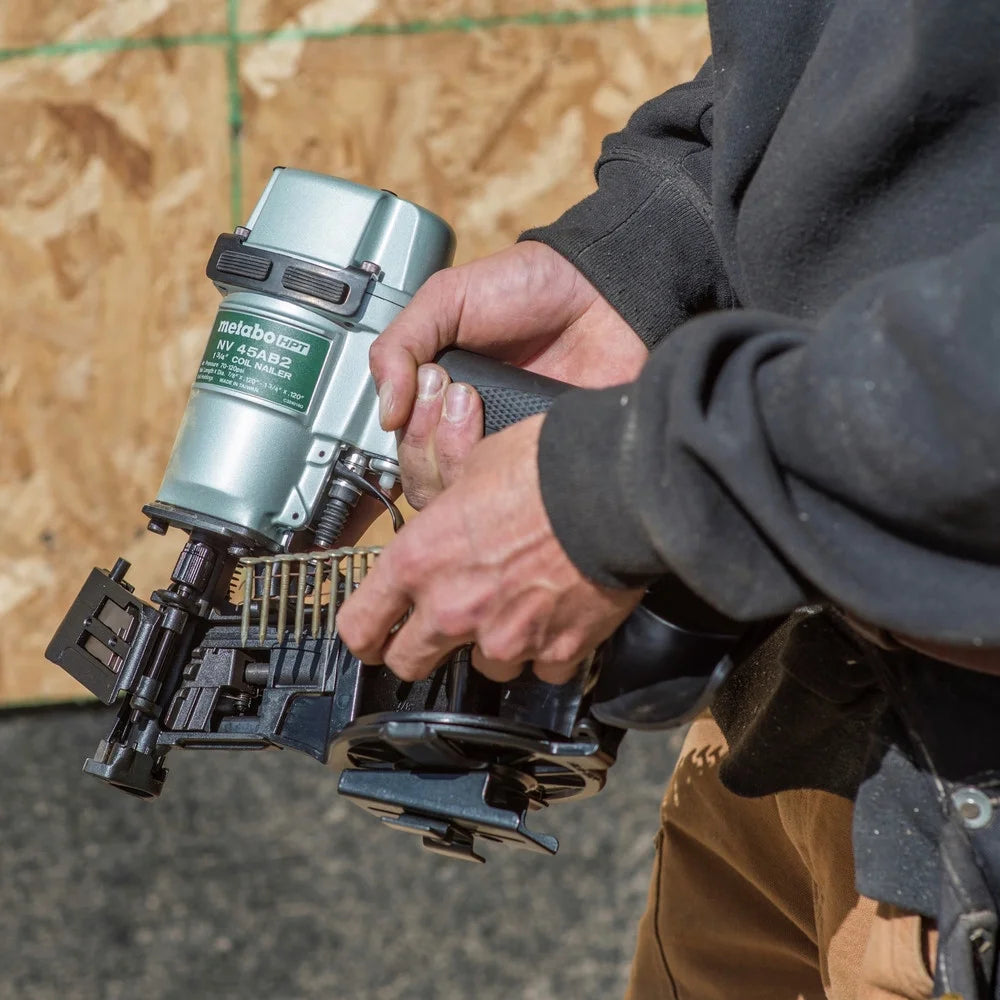 Metabo HPT Roofing Nailer, Pro-preferred Pneumatic Power Nailers in Roofing tools, Pneumatic Roofing Nailer for Asphalt Roofing Shingles, Nailer 16 Degree 7/8 to 1-3/4 Roofing Nails, NV45AB2