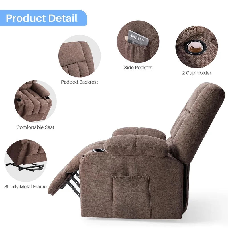 Simenmax Recliner Chair with Massage and Heating, Home Theater Seating with Lumbar Support, Adjustable Electric Power Lift Chairs, Gray
