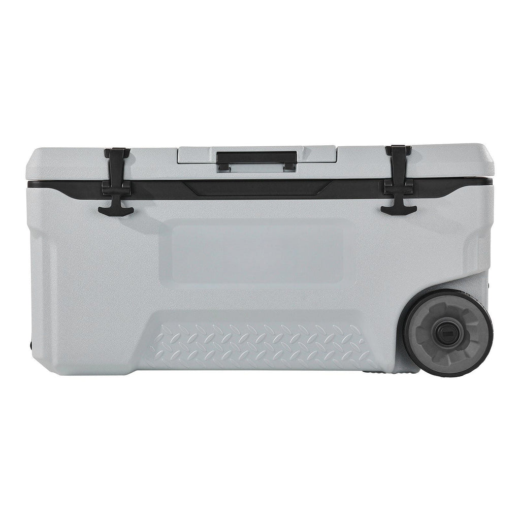 Portable Wheel Cooler 74 quarts, 120 tank capacity, insulated rolling cooler with cup holder for outdoor, camping, beach and picnic use