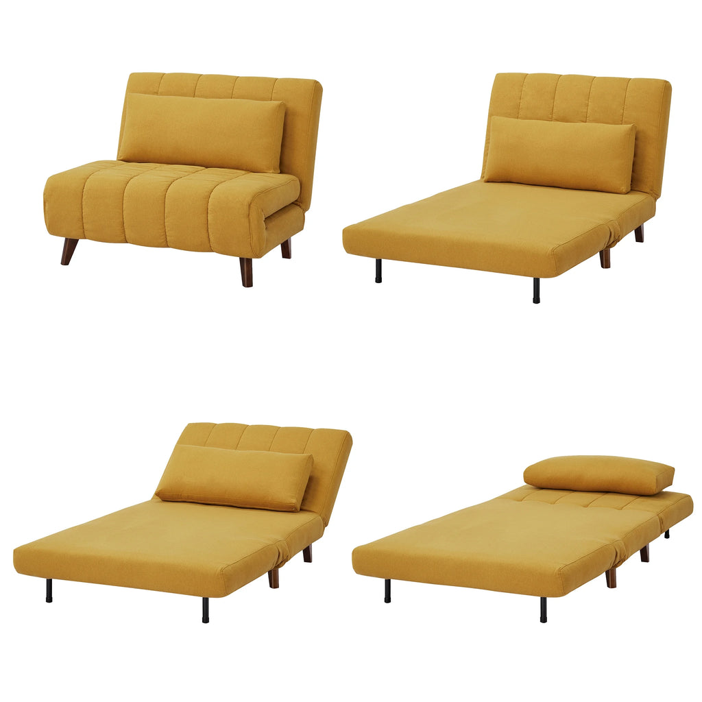 A&D Home Springfield Polyester Convertible Futon Chair, Yellow
