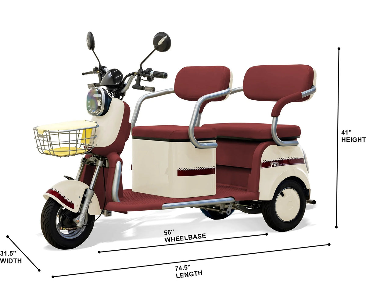 Massimo MGC E-Trike 3-Wheel Electric Cart 17 MPH, 2-Seater Adult Scooter Blue