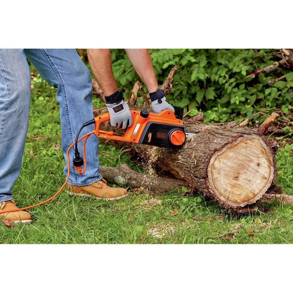 BLACK+DECKER 16 12 Amp Corded Electric Chainsaw, Tool-Free Chain Tensioning, Auto-Oiling