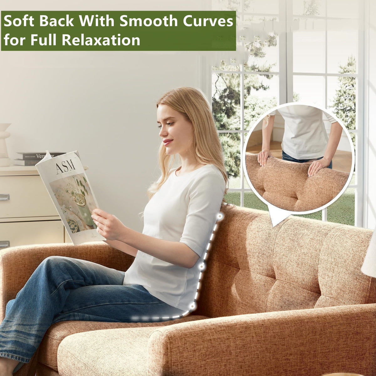 Aukfa 68" Small Sofa Couch Comfy Mid Century Modern Loveseat Sofa for Living Room Bedroom, Cream