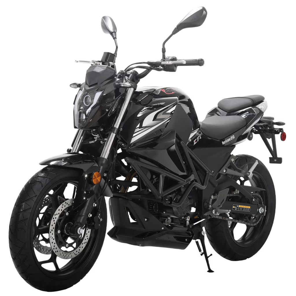 X-Pro Hurricane 250 Electronic Fuel Injection Gas Motorcycle with 6-Speed Manual Transmission, Electric Start! 17" Wheels! Assembled In Crate!